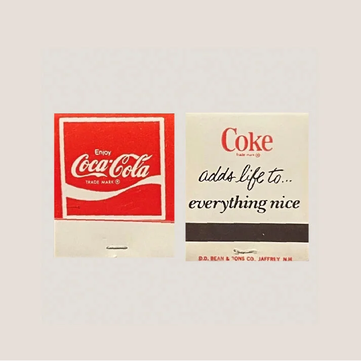 アンティーク　Coca-Cola コレクション　ビンテージ 🔥 Vintage 1970s Coca‑Cola Matchbook – “Coke Adds Life to