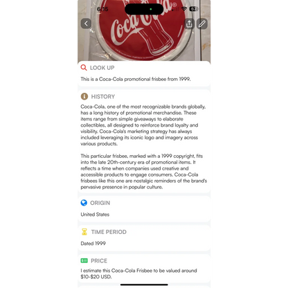 Vintage Coca Cola flexible cloth frisbee from 1999 NOS soda memorabilia collectible