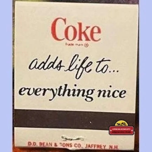Vintage Coca Cola Matchbook Coke Adds Life To Everything Nice Unused 1970s Advertisements and Antique Gifts Home page