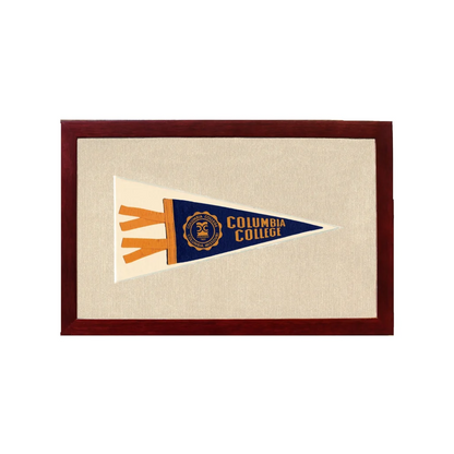 Vintage Columbia College Pennant | 1950s Wool Felt Pennant Framed Display | vintageantiquesgifts.com