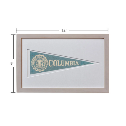 Vintage Columbia University pennant in beige frame