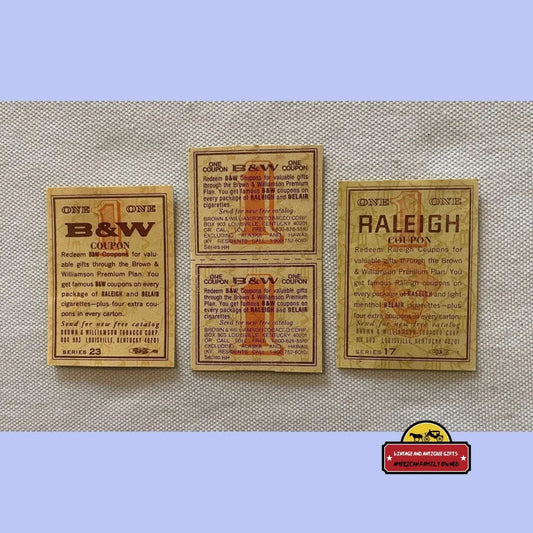 Vintage Combo 1960s - 1970s Raleigh B & W Tobacco Coupons Brown and Williamson Advertisements Antique Cigar Labels
