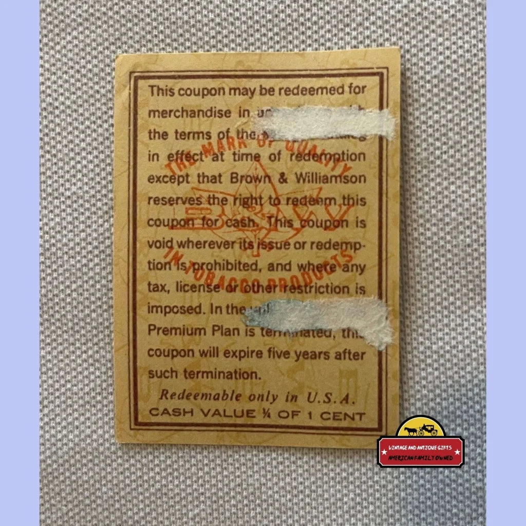 brown williamson tobacco coupons Vintage Tobacco Coupons 1960s 1970s Collectibles – Vintage and Antique Gifts brown williamson tobacco coupons Vintage Tobacco Coupons 1960s 1970s Collectibles – Vintage and Antique Gifts