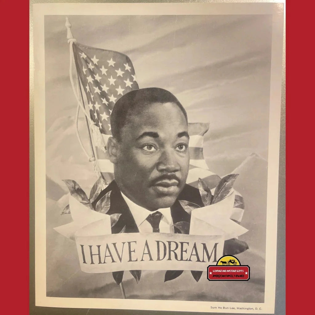 Portrait of a man with an American flag and I HAVE A DREAM below, Martin Luther King tribute