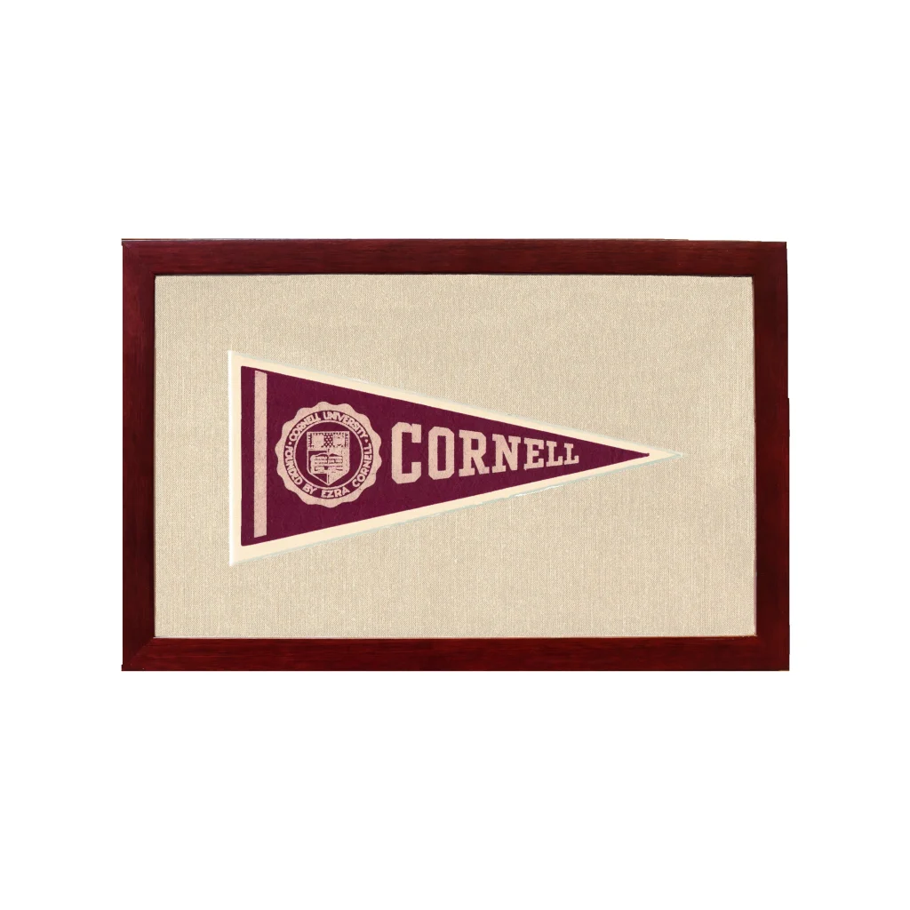 Vintage Cornell University Pennant | 1950s Wool Felt Pennant Framed Display | vintageantiquesgifts.com
