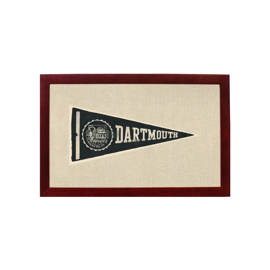 Vintage Dartmouth College Pennant | 1950s Wool Felt Pennant Framed Display | vintageantiquesgifts.com