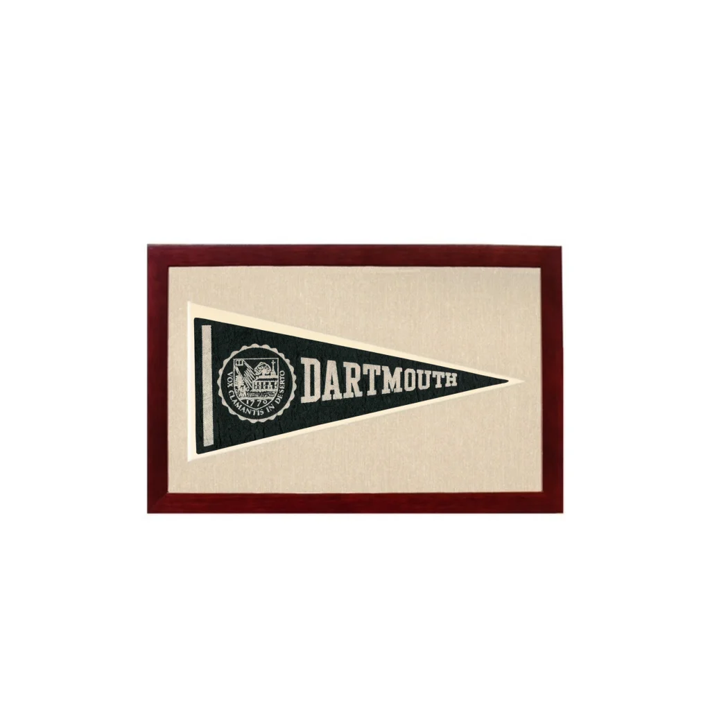 Vintage Dartmouth Pennant | 1950s Wool Felt Pennant Framed Display | vintageantiquesgifts.com