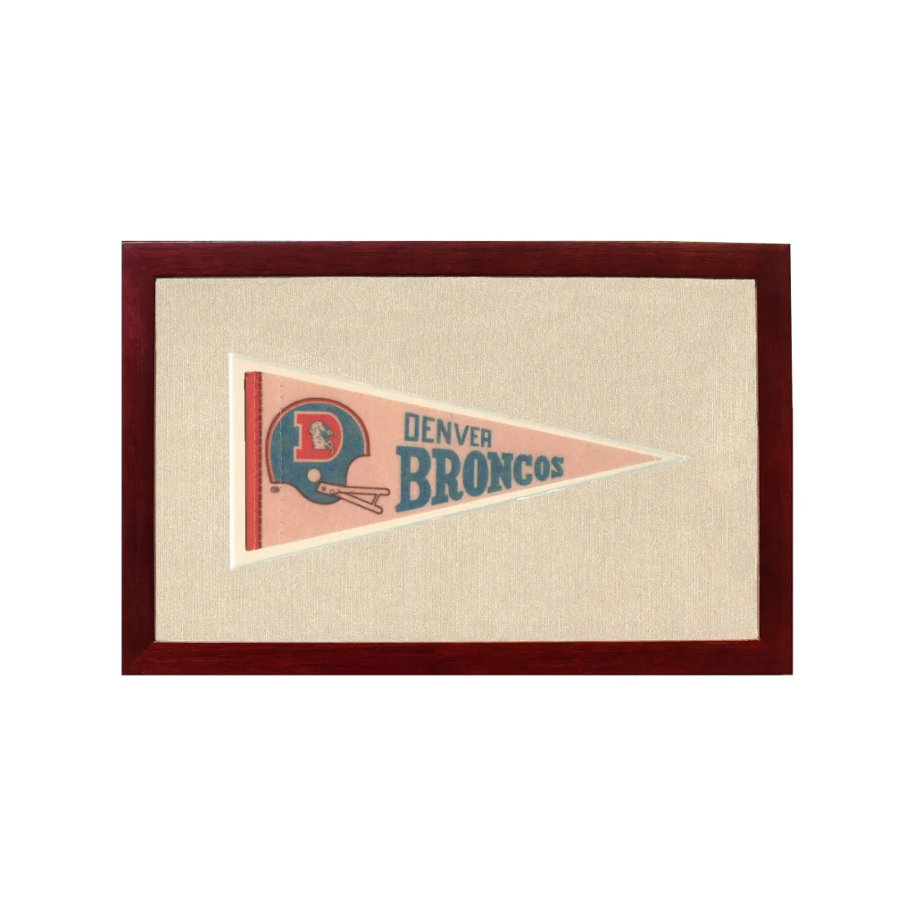 Vintage Denver Broncos Pennant | 1950s Wool Felt Pennant Framed Display | vintageantiquesgifts.com