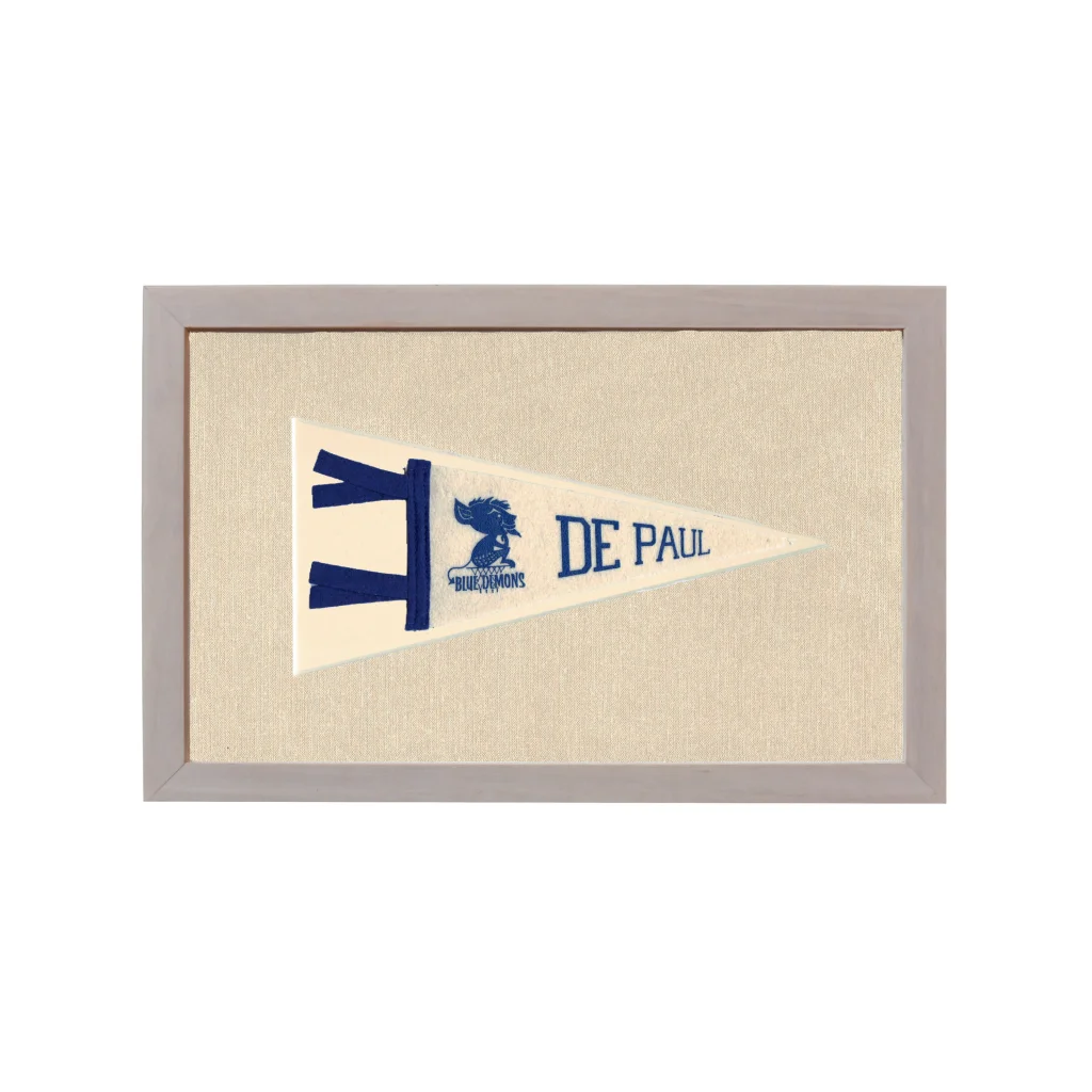Vintage DePaul University Pennant | Rare Vintage Wool Felt Pennant Flag | vintageantiquesgifts.com