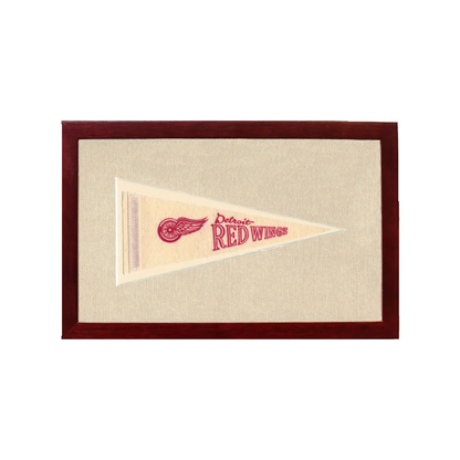 Vintage Detroit Red Wings Pennant | 1950s Wool Felt Pennant Framed Display | vintageantiquesgifts.com
