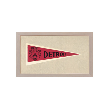 Vintage Detroit Tigers Pennant | 1950s Wool Felt Pennant Framed Display | vintageantiquesgifts.com