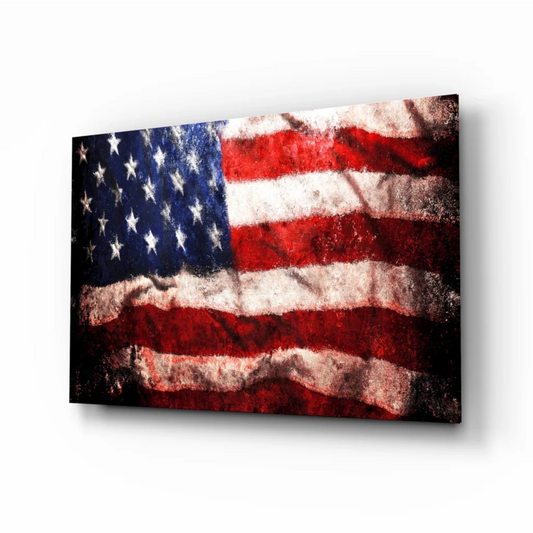 Vintage distressed American flag canvas wall art print