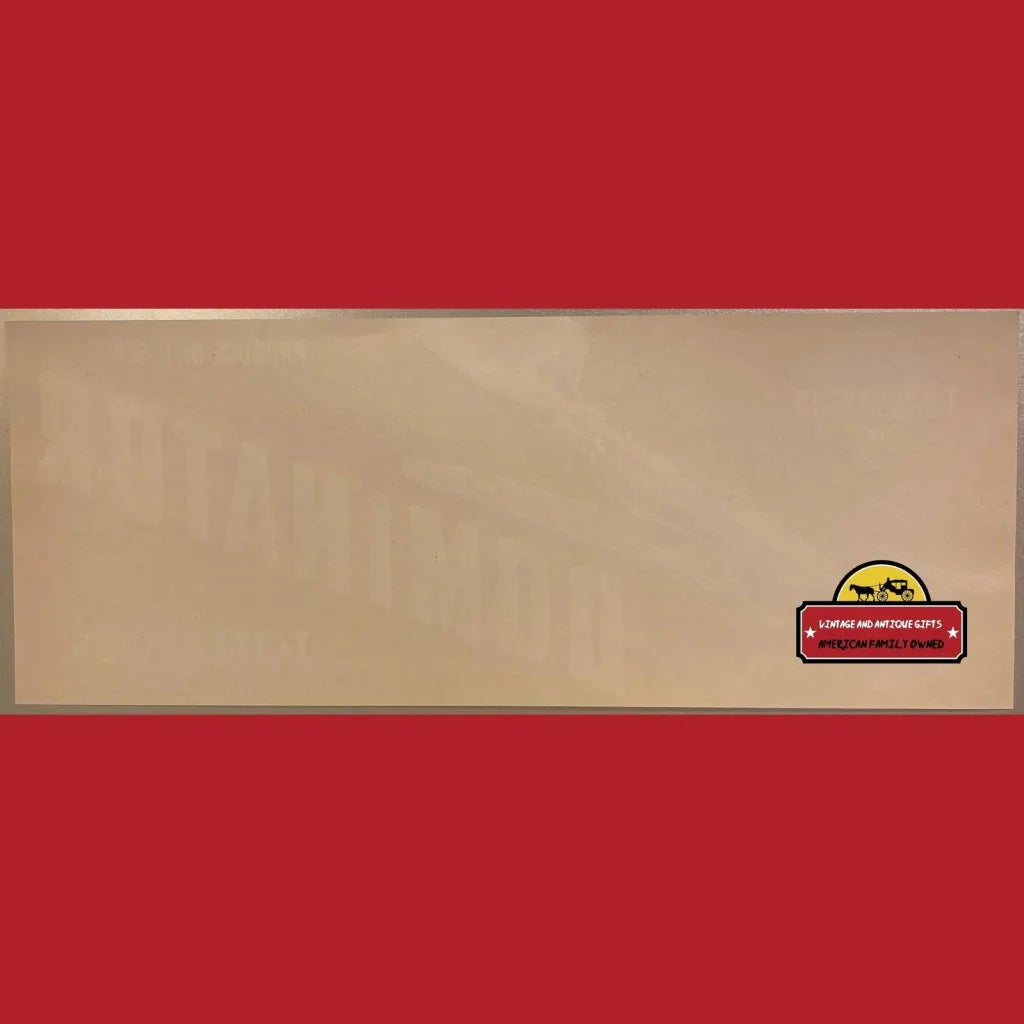 Beige envelope featuring a red and yellow logo for Vintage Dominator crate P51 Mustang