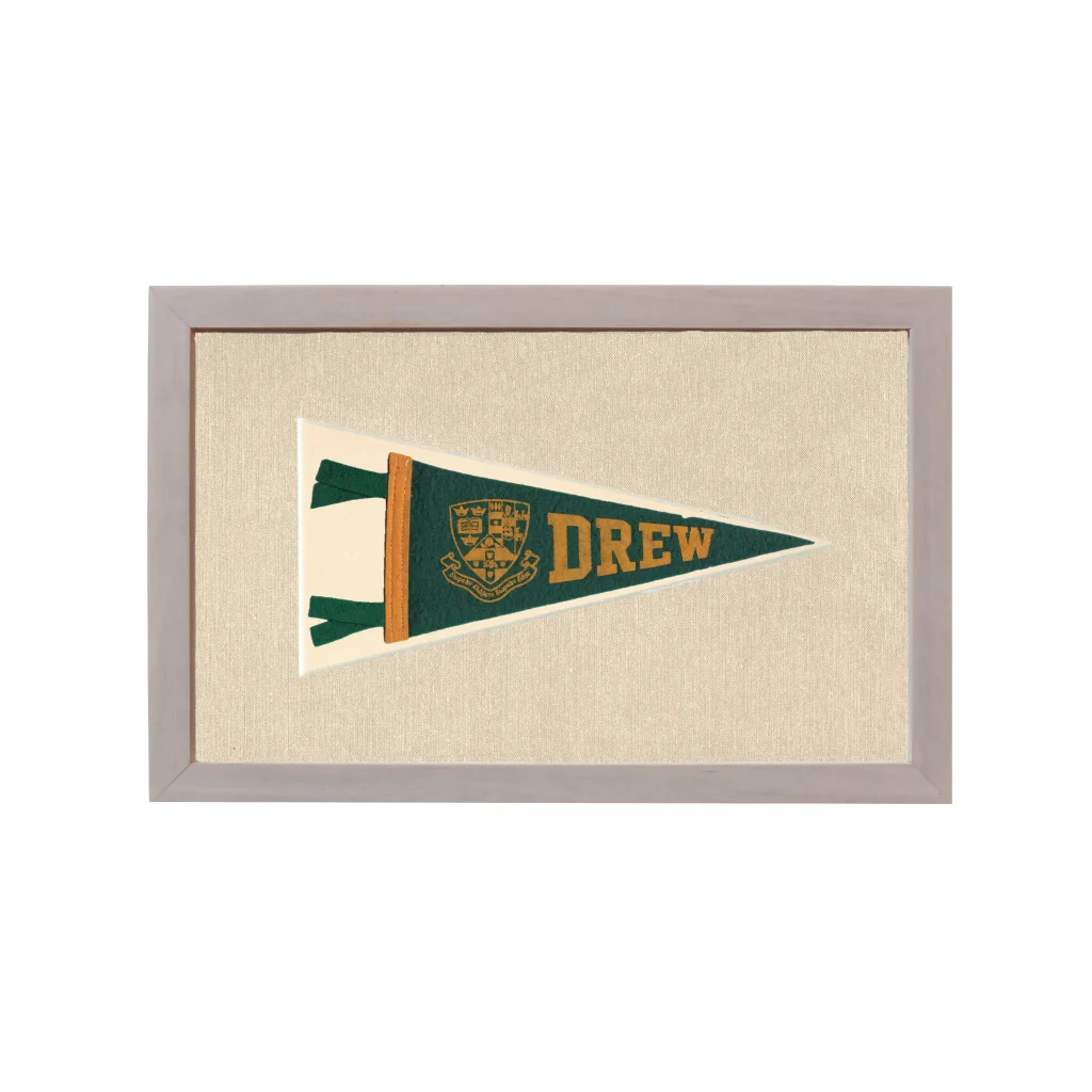 Vintage Drew University Pennant | Rare Vintage Wool Felt Pennant Flag | vintageantiquesgifts.com