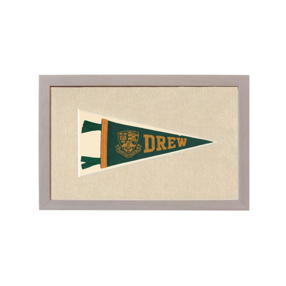 Vintage Drew University Pennant | Rare Vintage Wool Felt Pennant Flag | vintageantiquesgifts.com