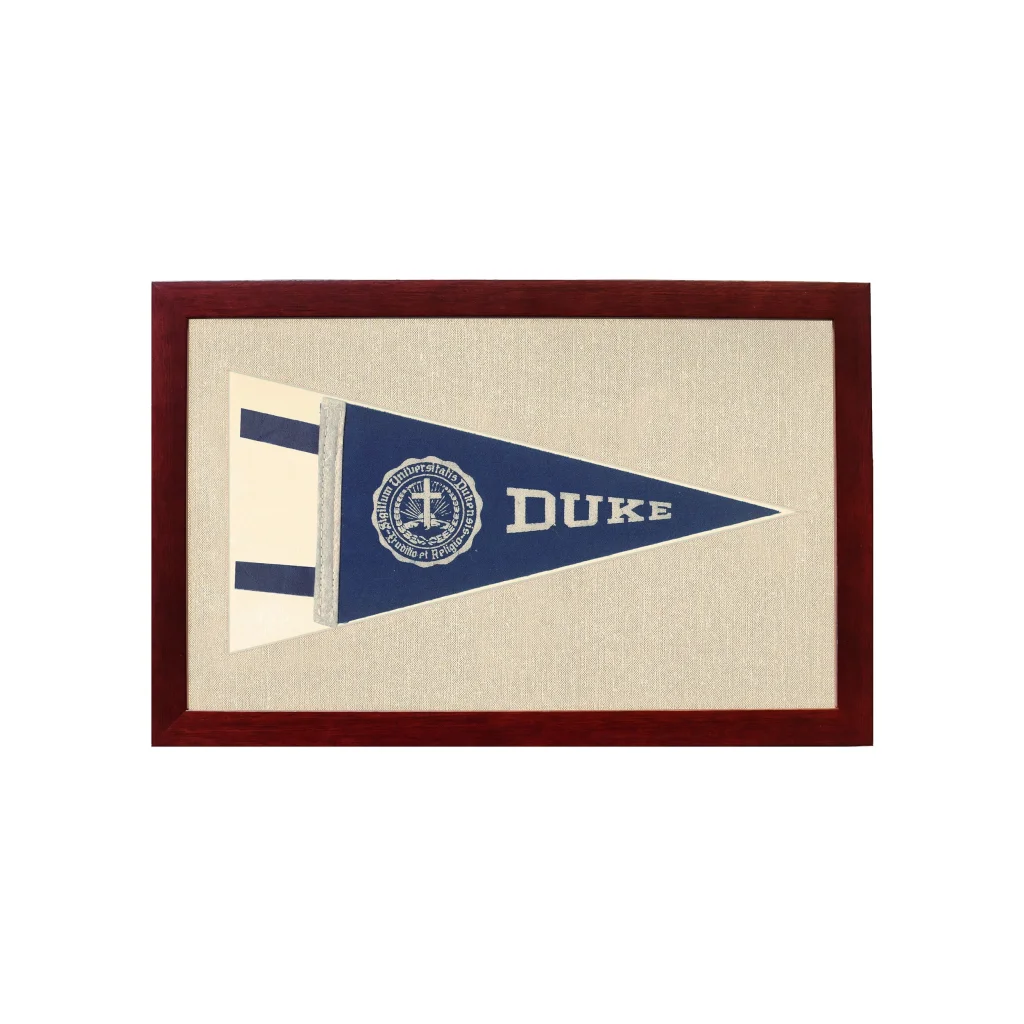 Vintage Duke University Pennant | 1950s Wool Felt Pennant Framed Display | vintageantiquesgifts.com