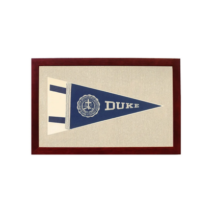 Vintage Duke University Pennant | 1950s Wool Felt Pennant Framed Display | vintageantiquesgifts.com