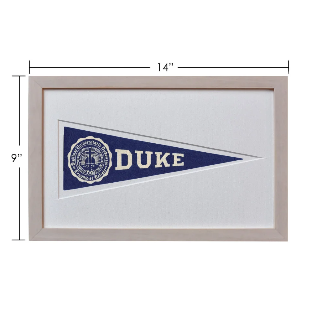 Vintage Duke wool felt Hormel pennant from 1950s in navy frame