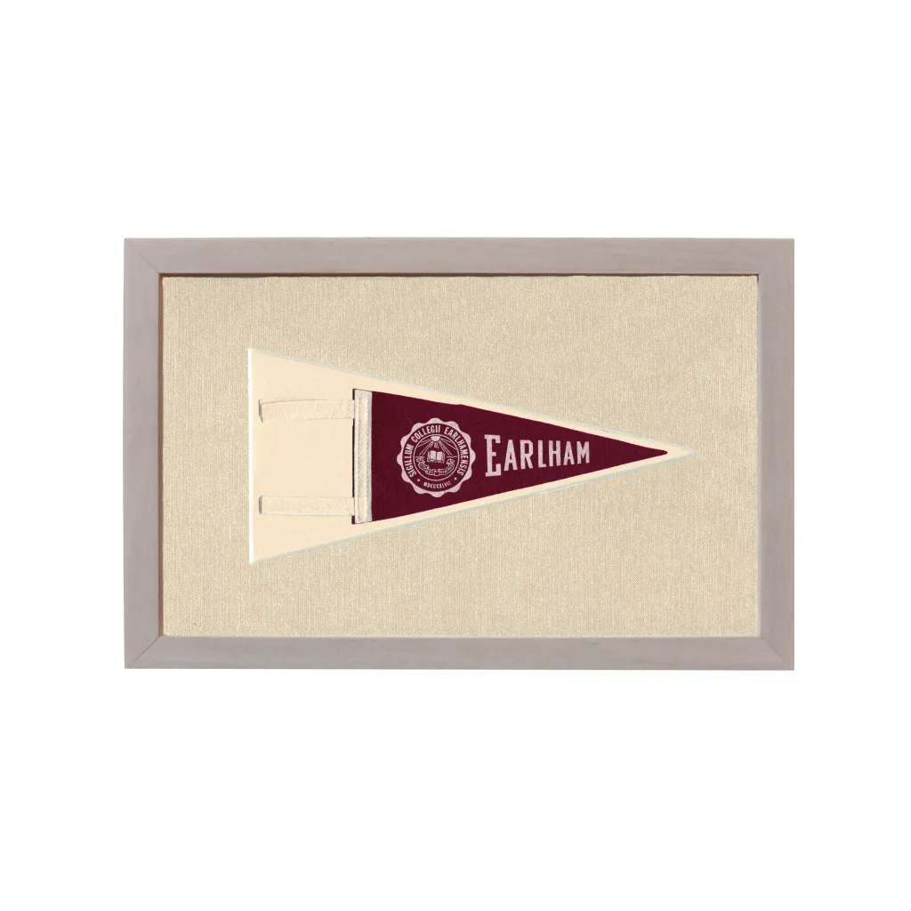 Vintage Earlham College Pennant | Rare Vintage Wool Felt Pennant Flag | vintageantiquesgifts.com