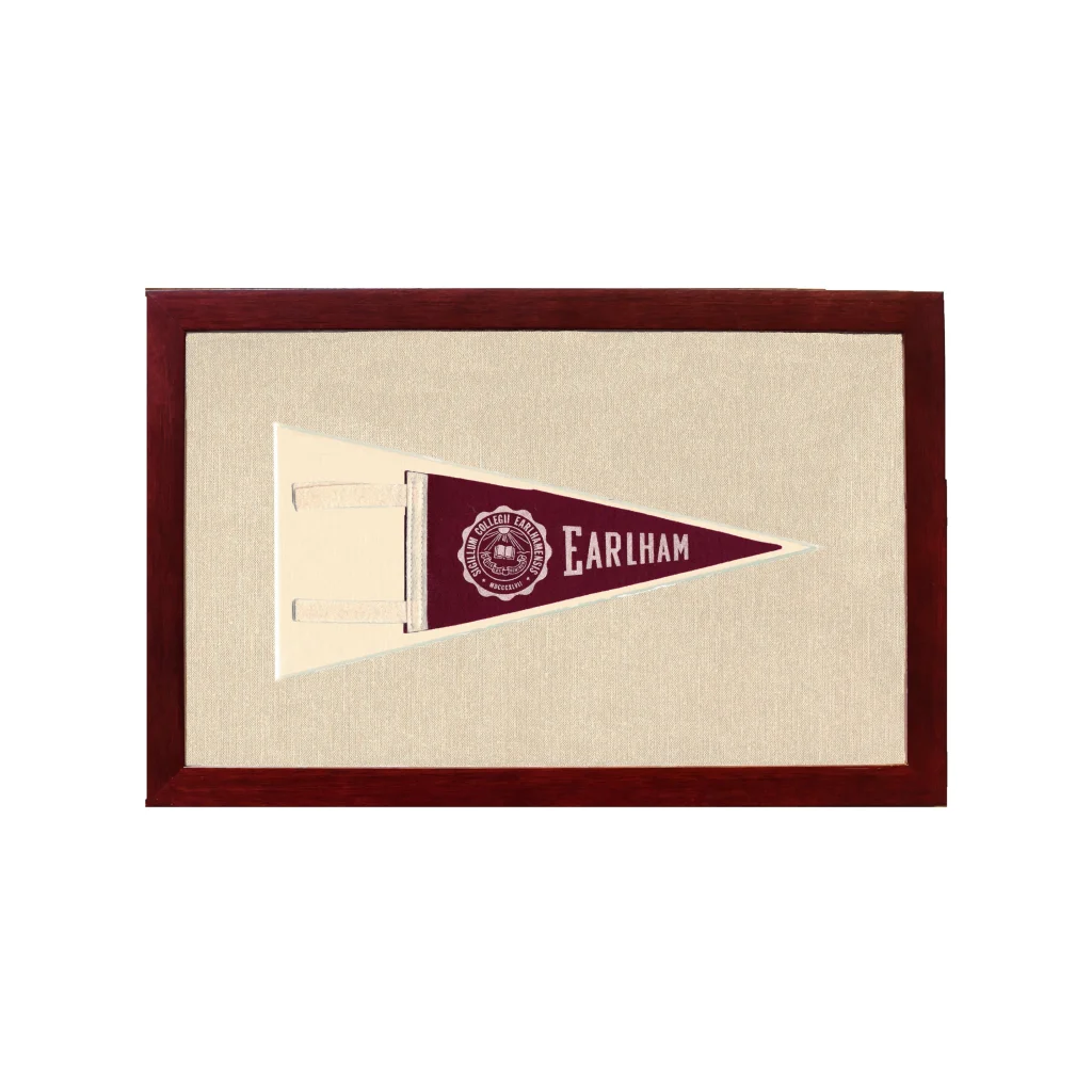 Vintage Earlham College Pennant | 1950s Wool Felt Pennant Framed Display | vintageantiquesgifts.com