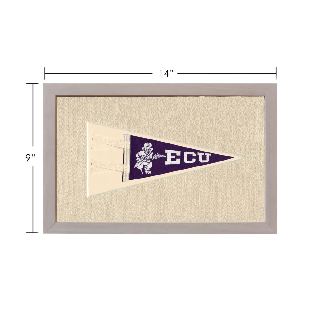 Vintage East Carolina University pennant with purple field and mascot