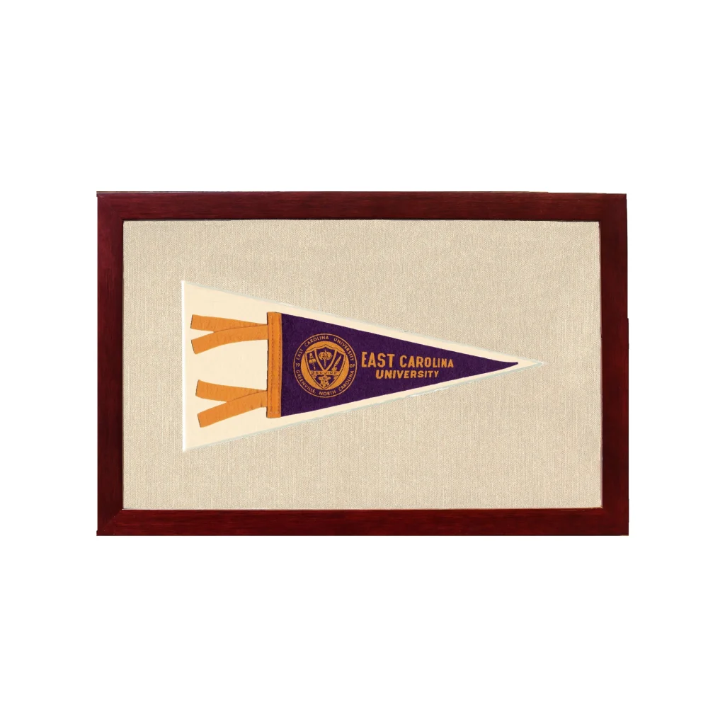 Vintage East Carolina University Pennant | 1950s Wool Felt Pennant Framed Display | vintageantiquesgifts.com