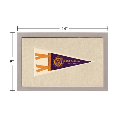 Vintage East Carolina University pennant in purple gold frame