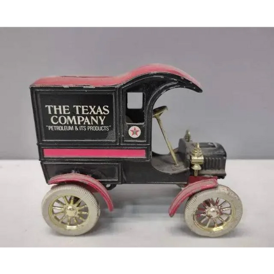 Black and red vintage ERTL die cast coin bank 1905 Ford truck with gold wheels