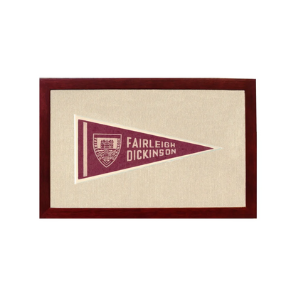 Vintage Fairleigh Dickinson Pennant | 1950s Wool Felt Pennant Framed Display | vintageantiquesgifts.com