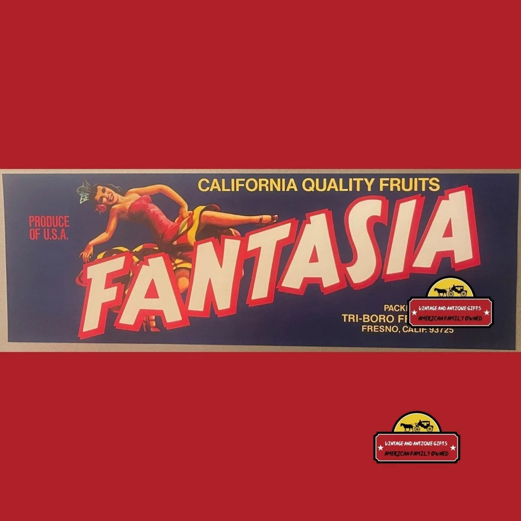 Vintage Fantasia Crate Label Fresno Ca 1960s Dancer Advertisements Antique Food and Home Misc. Memorabilia Tri-Boro