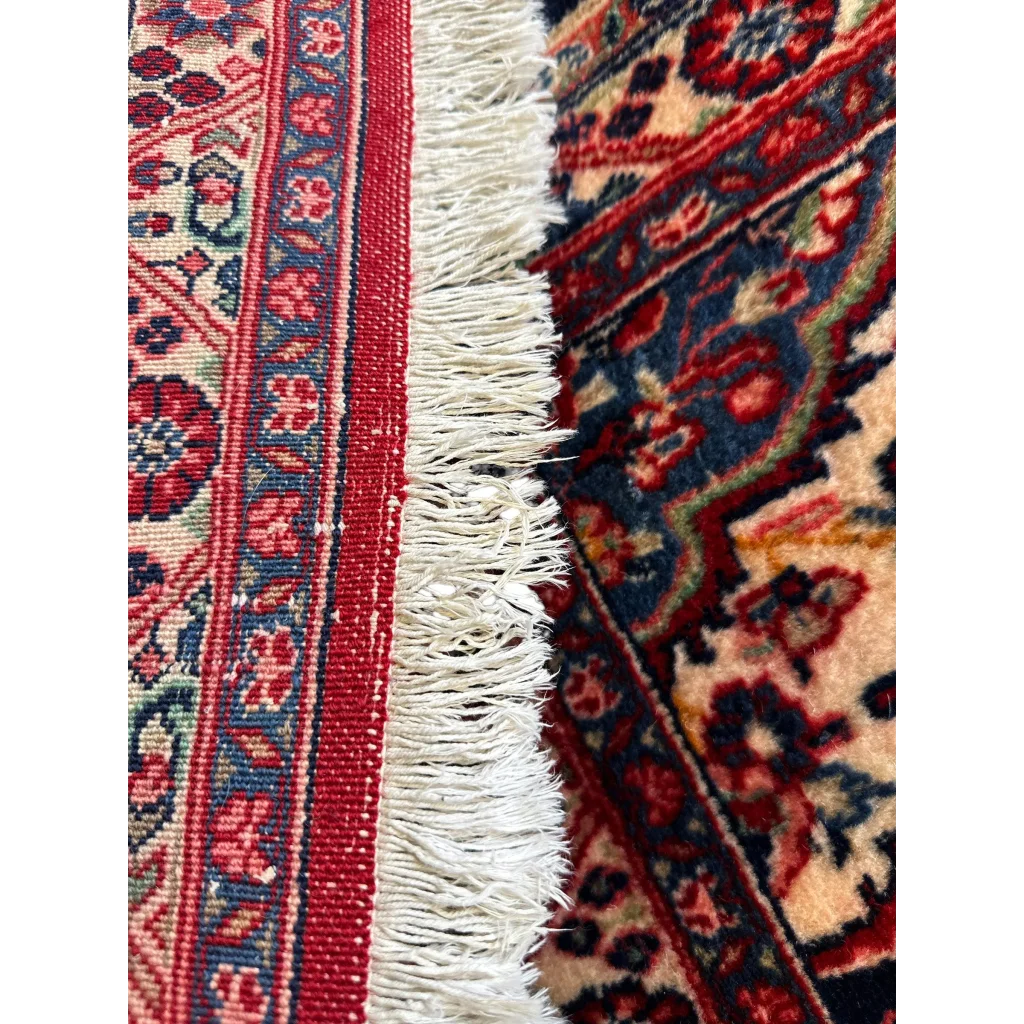 Vintage fine Persian rug with intricate red and blue floral patterns