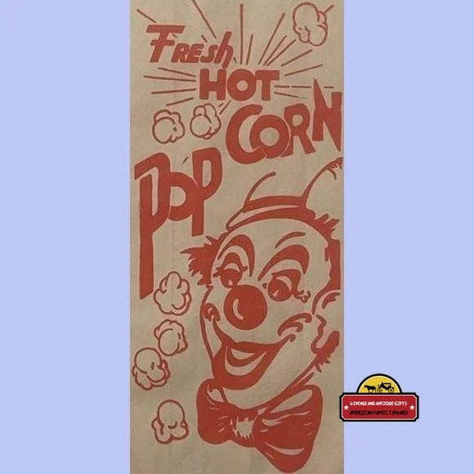 Vintage Fresh Hot Popcorn Bag Clown Circus 1940s - 1950s Advertisements and Antique Gifts Home page nostalgia comes