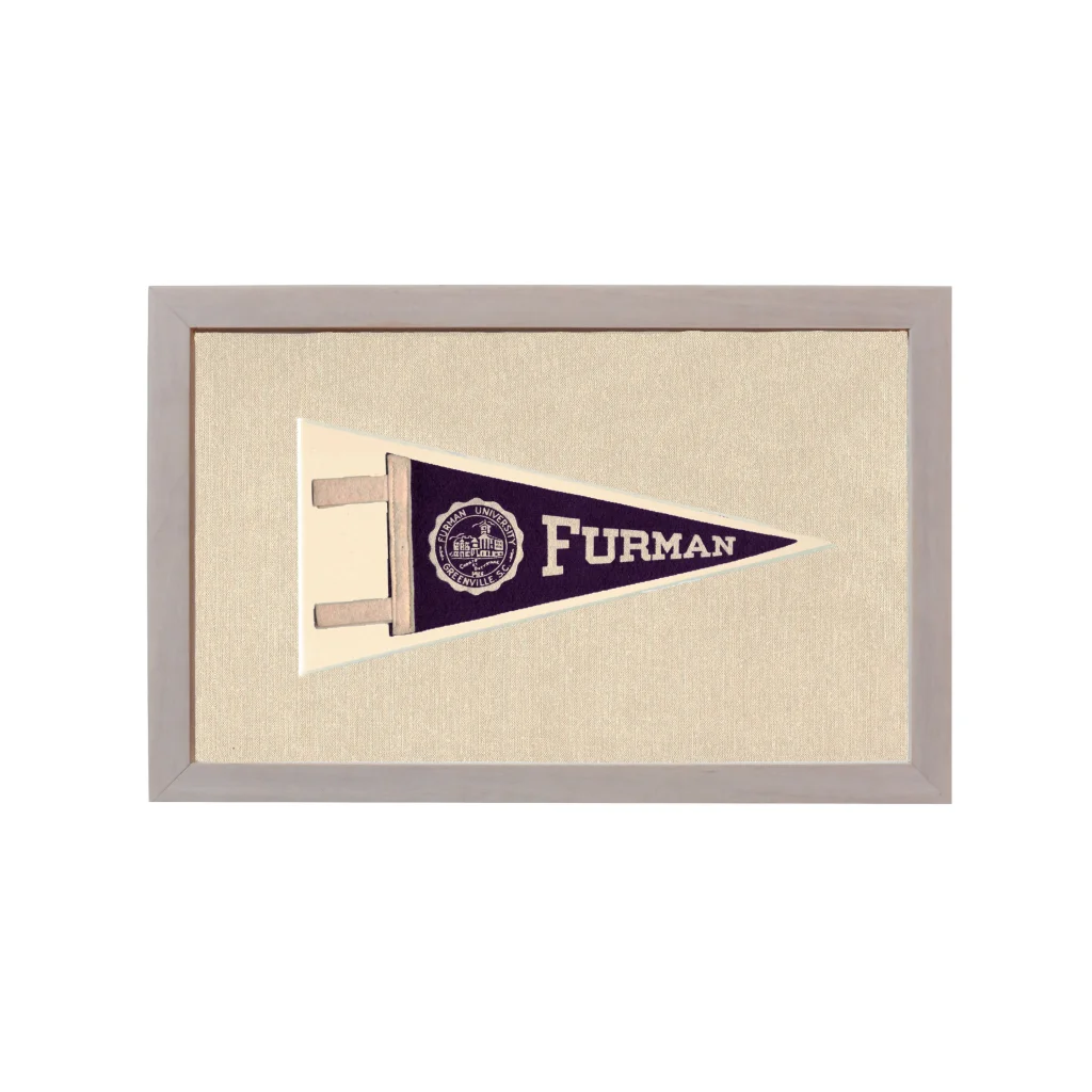 Vintage Furman University Pennant | Rare Vintage Wool Felt Pennant Flag | vintageantiquesgifts.com