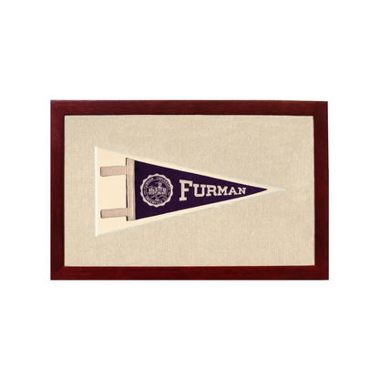 Vintage Furman University Pennant | 1950s Wool Felt Pennant Framed Display | vintageantiquesgifts.com