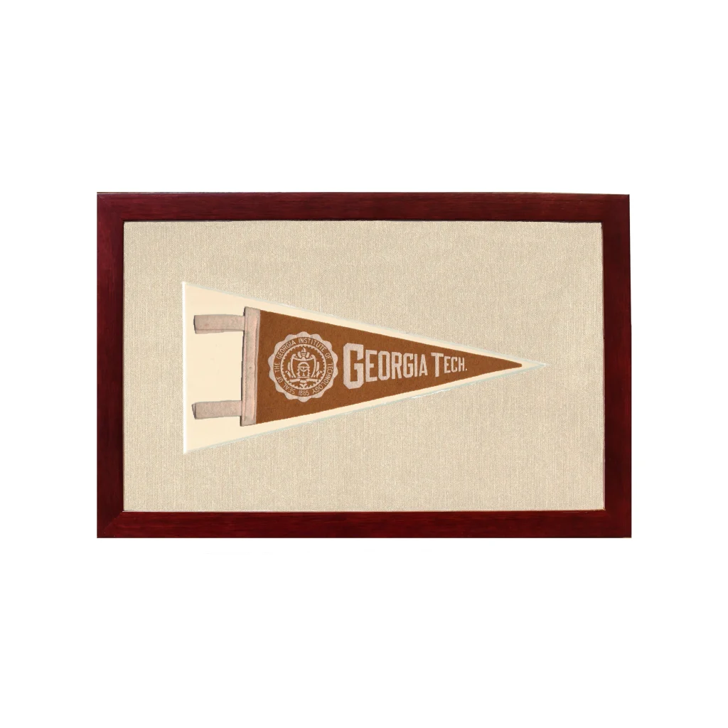 Vintage Georgia Tech Pennant | 1950s Wool Felt Pennant Framed Display | vintageantiquesgifts.com