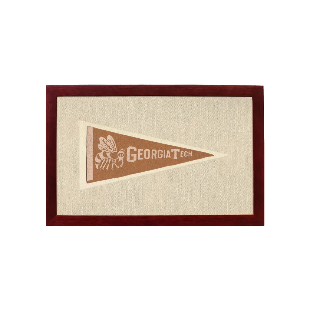 Vintage Georgia Tech Pennant | 1950s Wool Felt Pennant Framed Display | vintageantiquesgifts.com