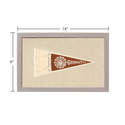 Vintage Georgia Tech pennant framed with cream border and emblem