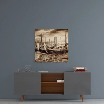 Vintage gondola tempered glass art print on canvas for walls