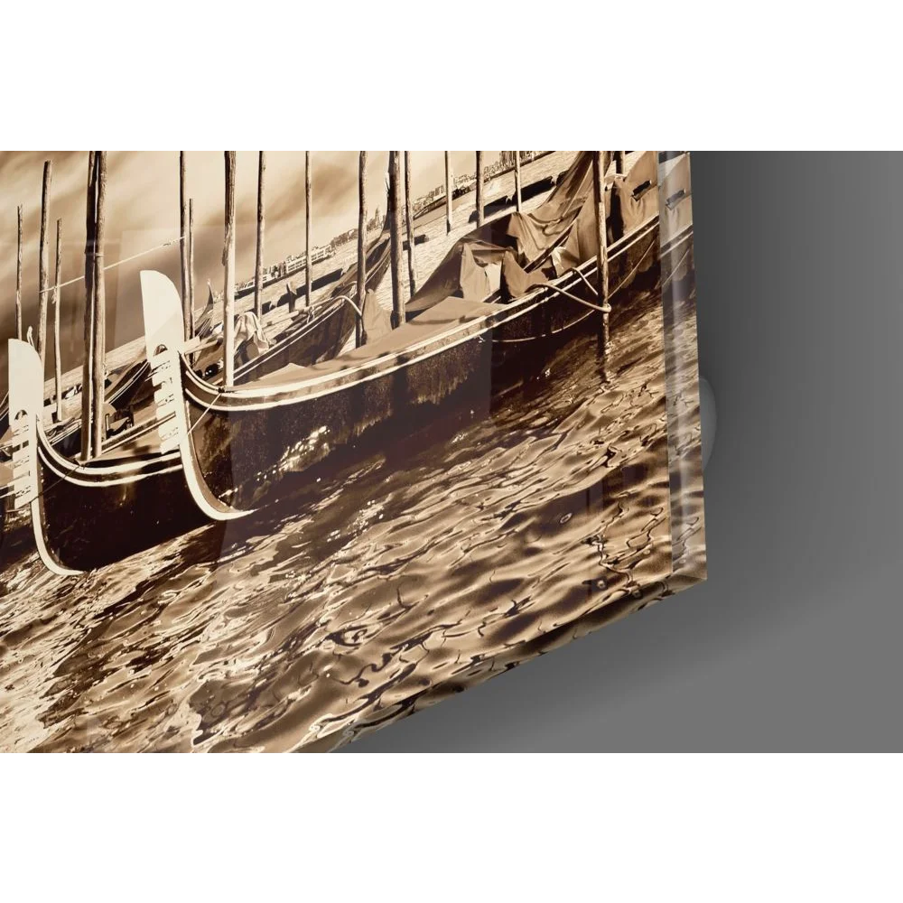 Vintage gondola tempered glass wall art with size comparison