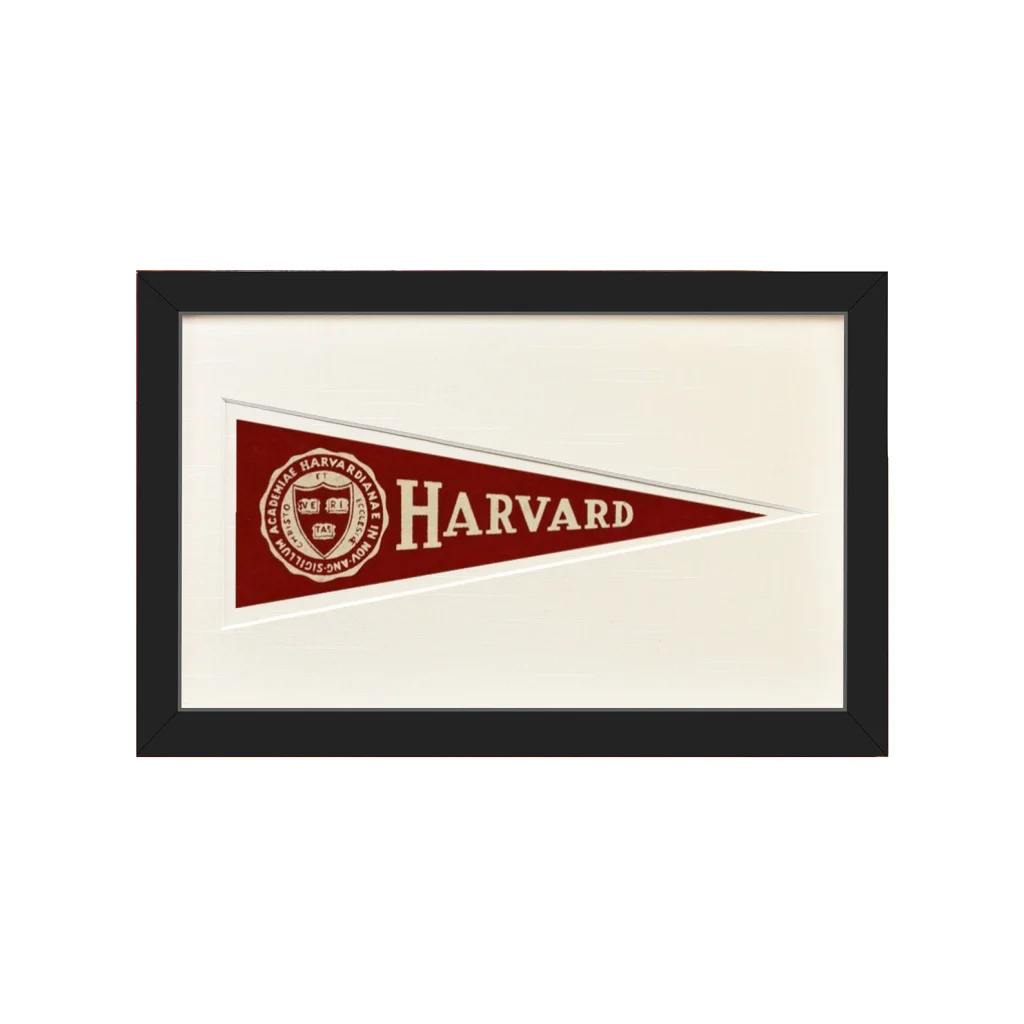 Vintage Harvard Hormel pennant in maroon wool felt with cream lettering
