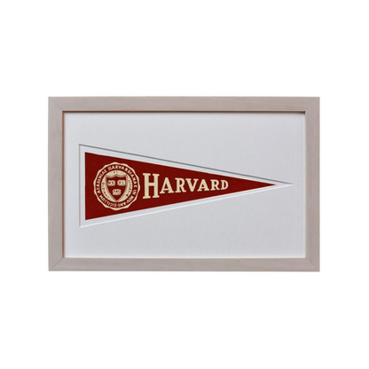 Vintage Harvard wool felt Hormel pennant in beige frame