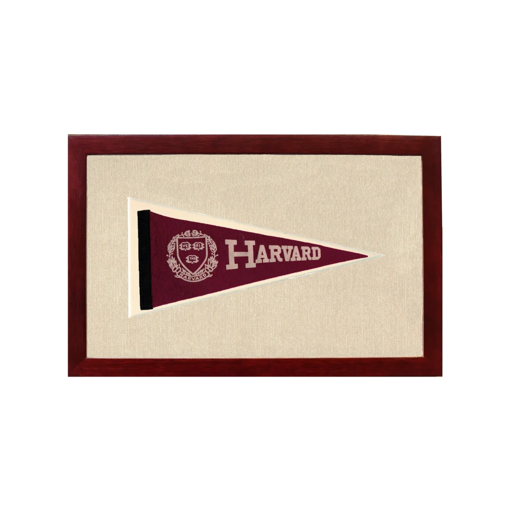 Vintage Harvard Pennant | 1950s Wool Felt Pennant Framed Display | vintageantiquesgifts.com