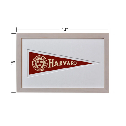 Vintage Harvard wool felt pennant in cream frame