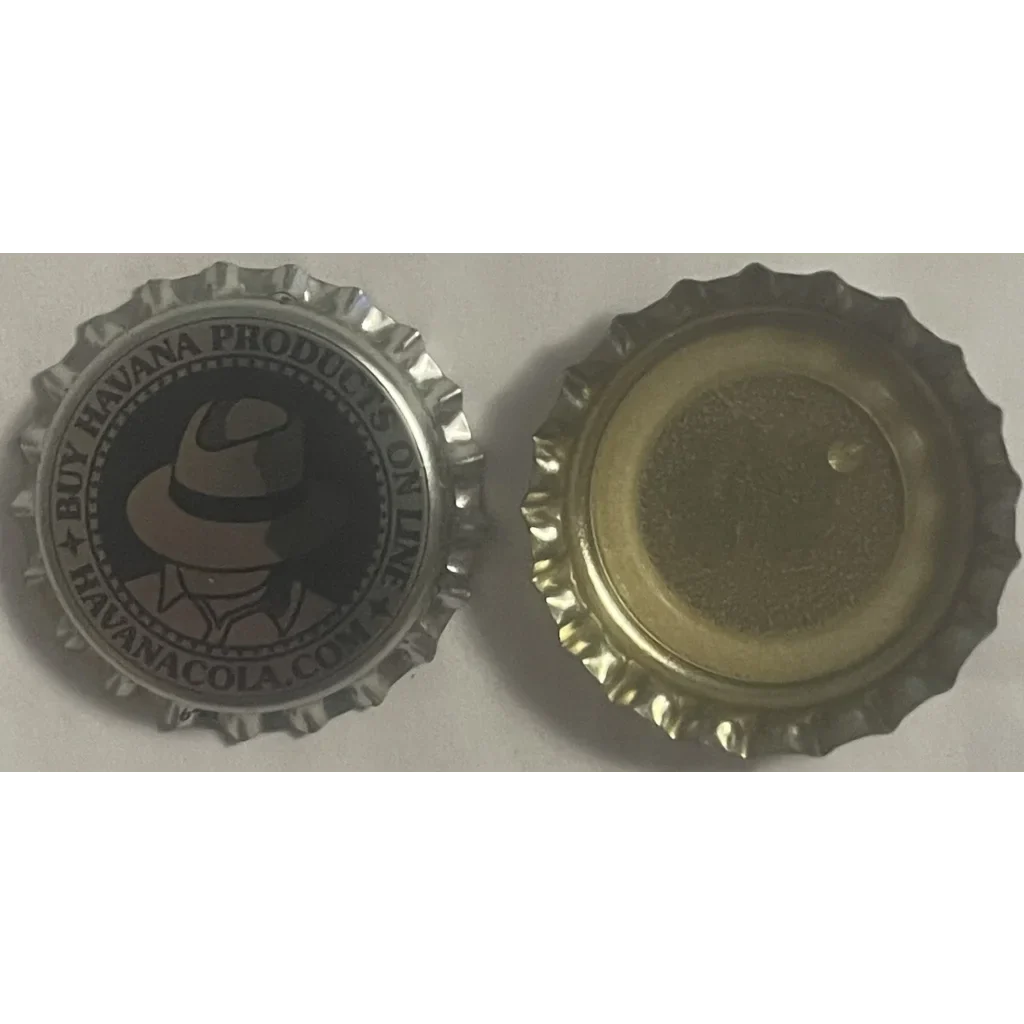 Metal cola bottle cap with logo and plain design from Rare Vintage Havana Cola