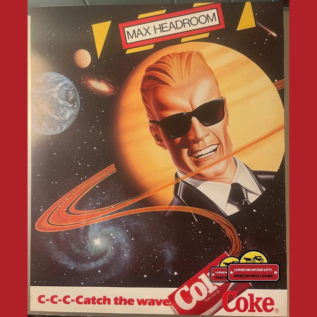 Vintage 1986 Max Headroom C - Catch The Wave Coke Coca Cola Poster Advertisements