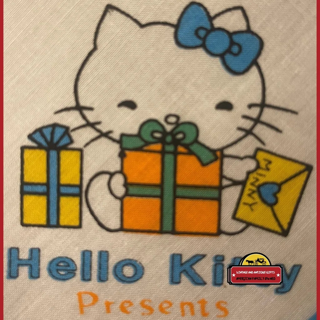Vintage Hello Kitty Cotton Cloth Napkin Handkerchief Blue 1980s - Advertisements - Antique Misc. Collectibles