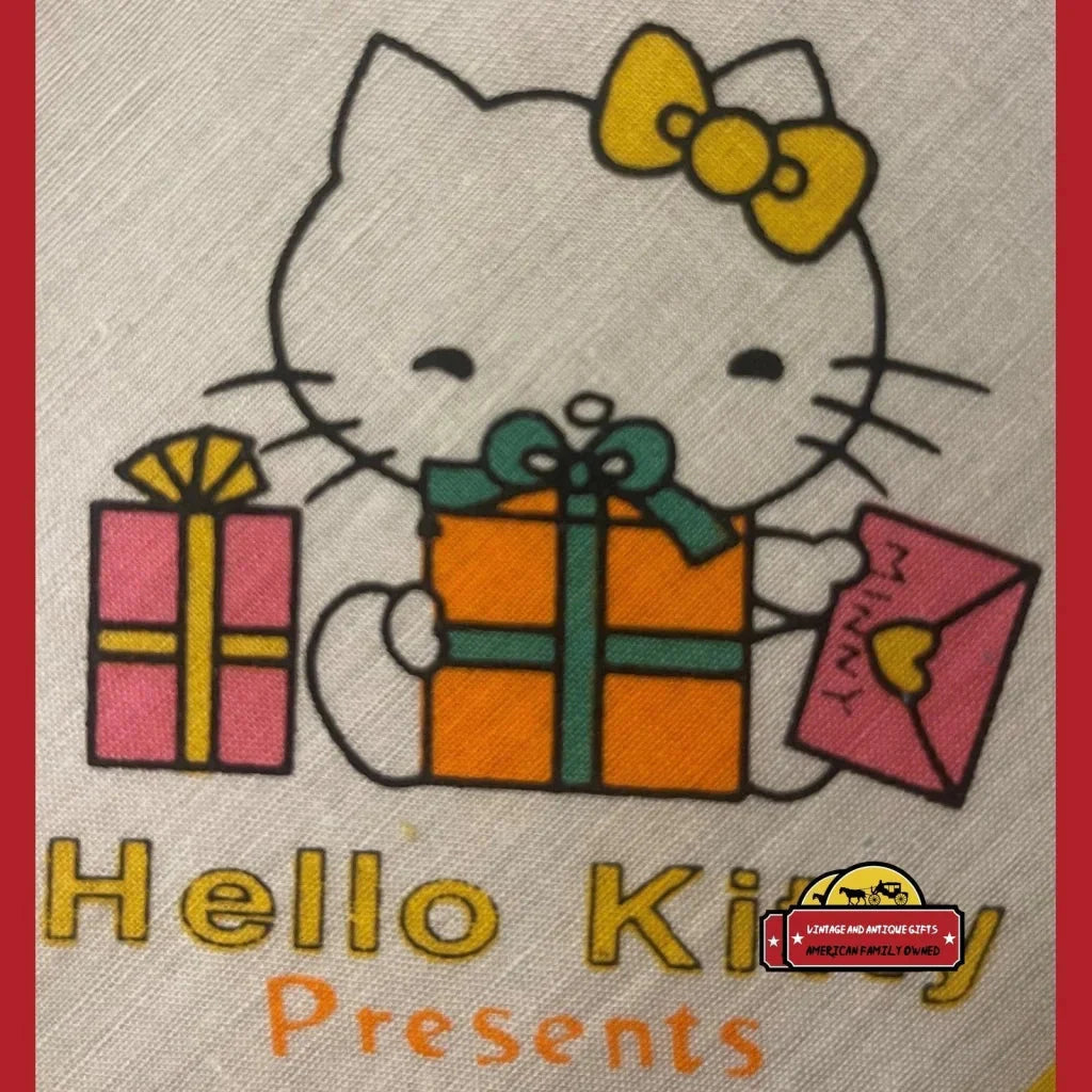 Vintage Hello Kitty Cotton Cloth Napkin Handkerchief Yellow 1980s Advertisements Retro - Authentic Sanrio; Never Opened