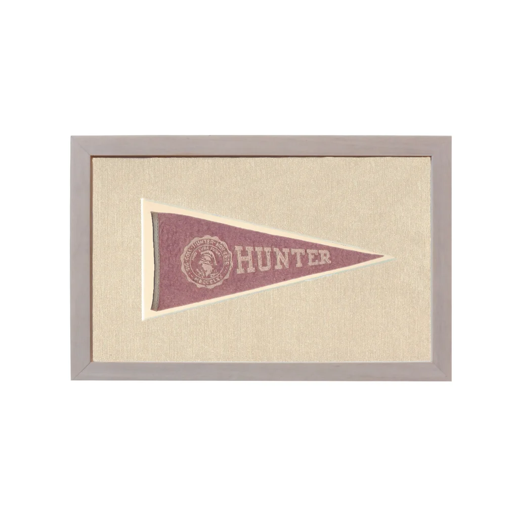 Vintage Hunter College Pennant | Rare Vintage Wool Felt Pennant Flag | vintageantiquesgifts.com