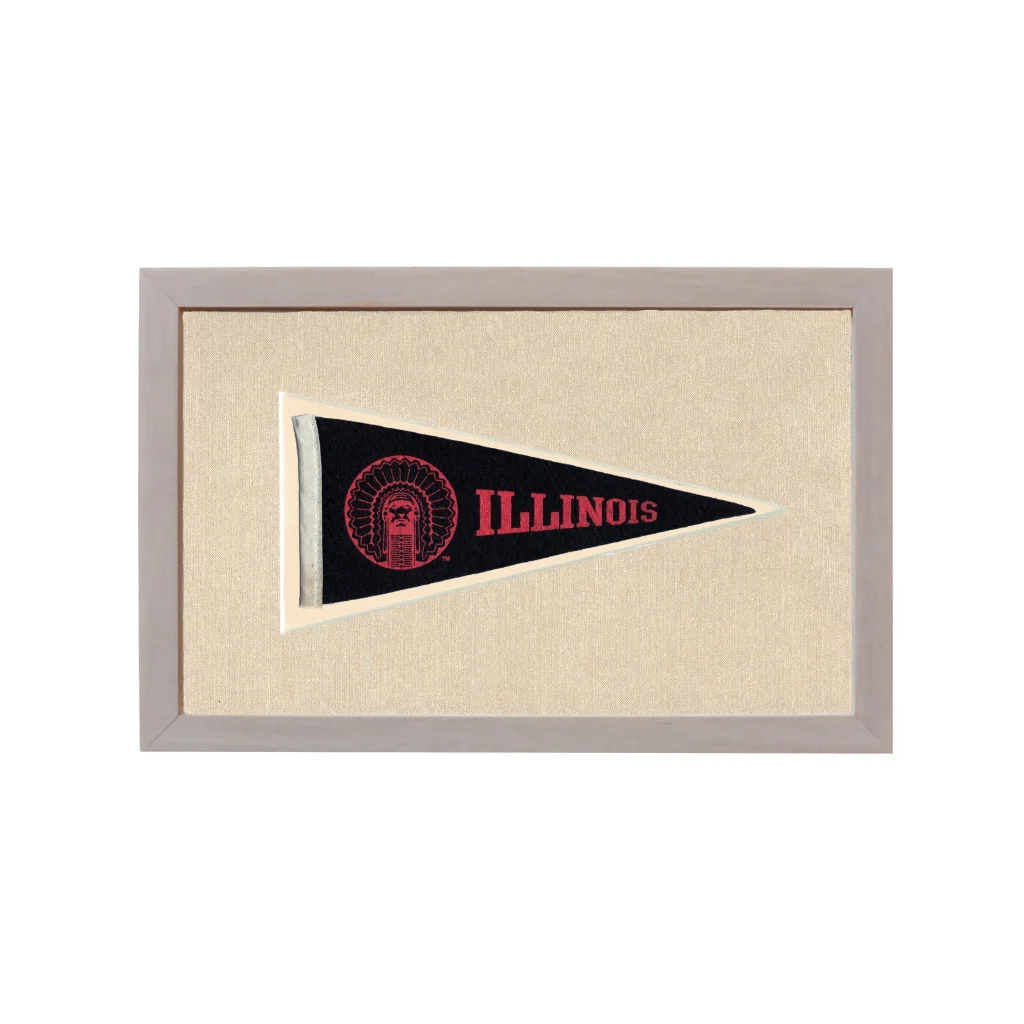 Vintage Illinois Pennant | Rare Vintage Wool Felt Pennant Flag | vintageantiquesgifts.com
