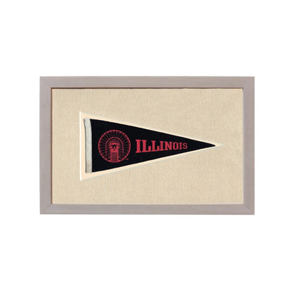 Vintage Illinois Pennant | Rare Vintage Wool Felt Pennant Flag | vintageantiquesgifts.com
